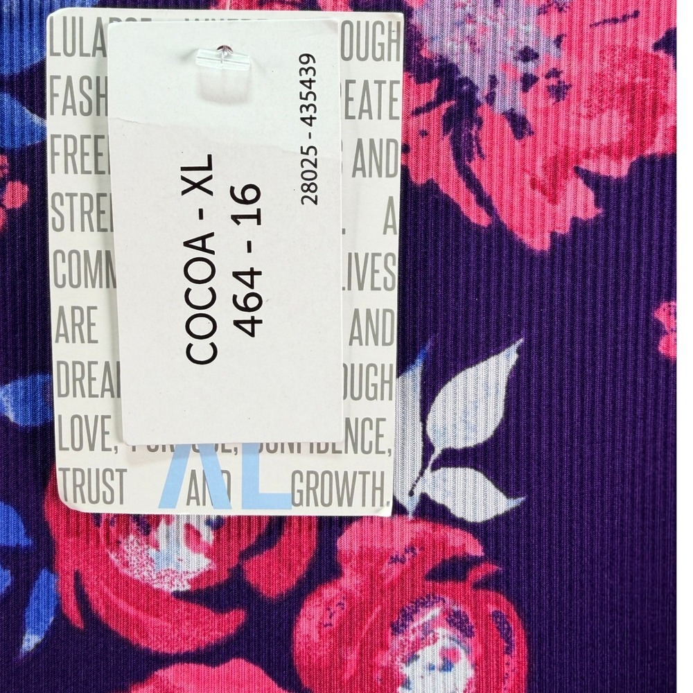 LuLaRoe Cocoa Tank Top Women XL Purple Floral Ribbed Sleeveless Knit Stretch New - Picture 4 of 7